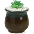 thumbnail image 2 of Ceramic Plant Pot Succulent Flowerpot 4.3 Inch Small Potted Planter with Drainage Hole, Round Plain Fired Flow Glazed, 2 of 5