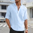 thumbnail image 3 of Hippie Beach Men's Cotton Linen Long Sleeve Casual T-Shirt, 3 of 9