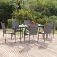 thumbnail image 1 of vidaXL 7 Piece Garden Dining Set Grey Poly Rattan, 1 of 5