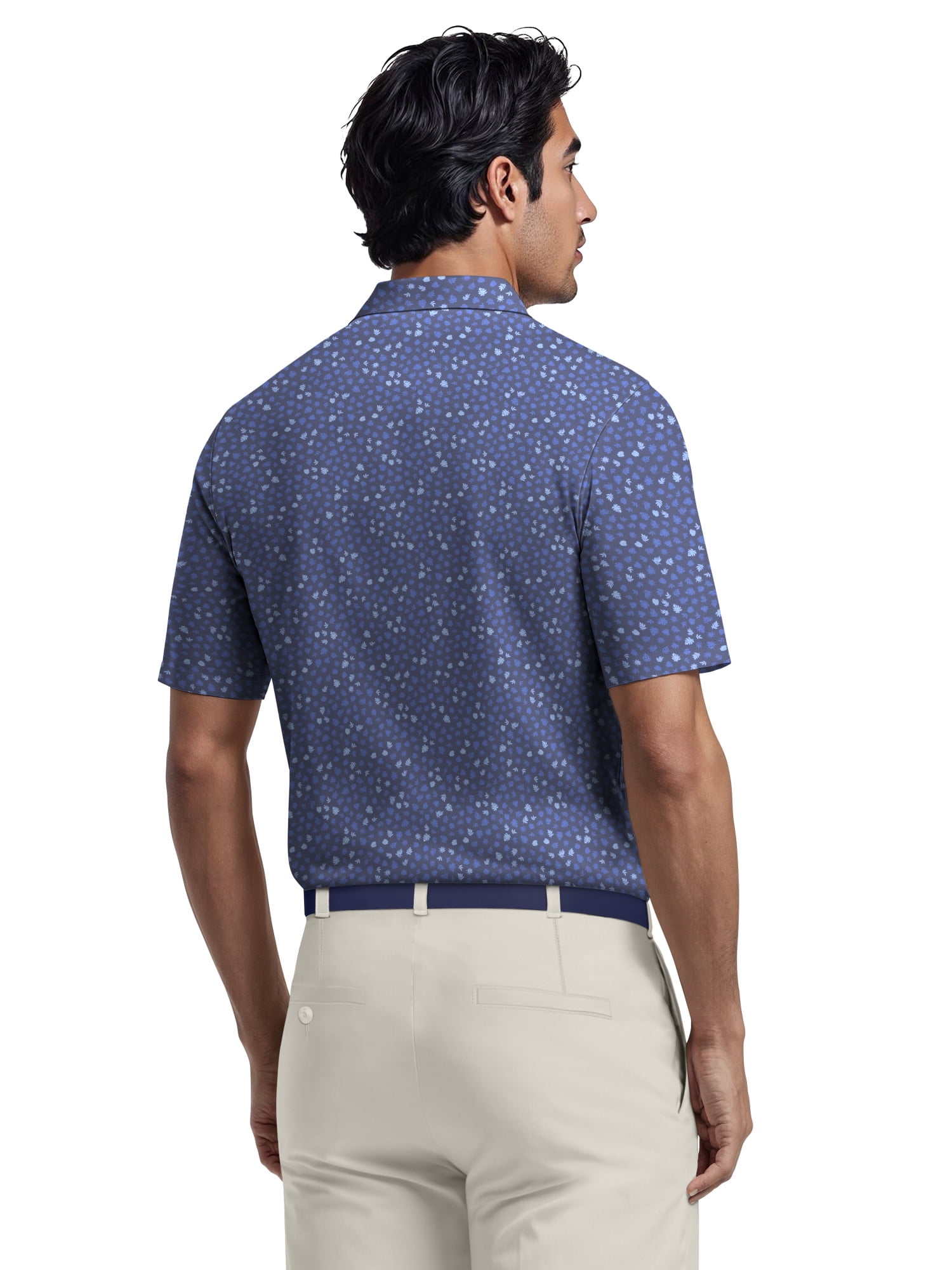 Ben Hogan Men's & Big Men's Performance Micro Fall Leaf Short Sleeve Golf Polo Shirt, Sizes S-5XL