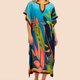 thumbnail image 2 of Vestido de Manga Corta para las Mujeres, Suelto Casual Vestido de Impresión con Cuello en V con Diseño de Ilustración de Solapa para el Uso Diario de Primavera Verano, Faldas Cortas para las Mujeres, 2 of 3