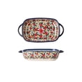 thumbnail image 1 of Bohemian Daisy Pattern Ceramic Baking Bowl with Double Handles, Oven Safe Multipurpose Tableware for Home Kitchen Baking & Daily Meals, 1 of 6