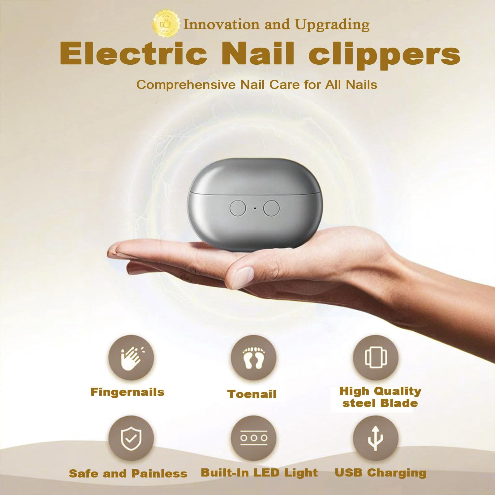 Electric Toe Nail Clipper for Seniors – 2026 New 3-in-1 Electric Automatic Nail Trimmer & Polisher with LED Light, USB Rechargeable, Nail Scraps Storage