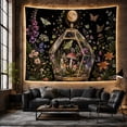 thumbnail image 6 of Glass Terrarium with Mushrooms and Ferns Under a Full Moon, Mystical Dark Botanical Fantasy for Nature Lovers, Whimsical Wall Art, Housewarming Gift Tapestry Wall Hanging for Bedroom, Living Room, 6 of 7