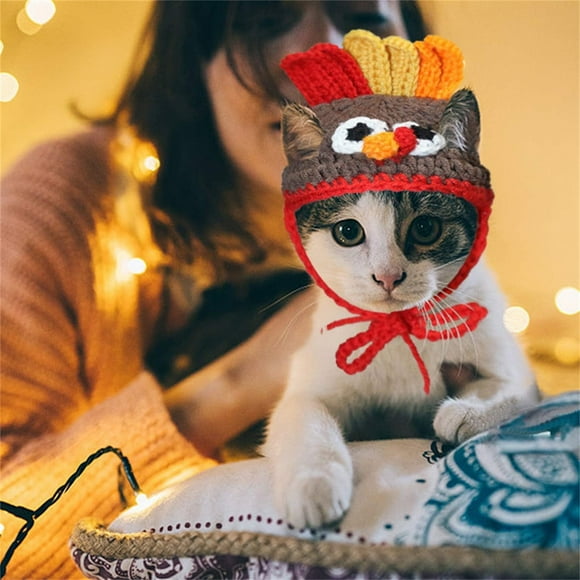 Xihbxyly Disfraz de Vaquero para Mascota Del Día de Acción de Gracias, Adorable Gorro para Mascota, Ropa de Invierno Cálida y Acogedora, Perfecto para Halloween, Navidad, Fiestas de Disfraces, Disfra