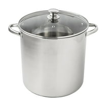 Mainstays Stainless Steel 16-Quart Stock Pot with Glass Lid, Induction Compatible, Stainless Steel, Dishwasher Safe
