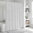thumbnail image 6 of White Burlap Texture Bathroom Shower Curtains with 12 Hooks Polyester Waterproof Shower Curtain for Stalls and Bathtubs Farmhouse Vintage White Decorative Bathroom Privacy Curtain 48x72 Inches, 6 of 9