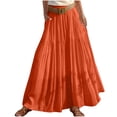 thumbnail image 5 of Generic Women Casual Cotton Linen Maxi Skirts High Waist A Line Slim Fit Long Skirt Flare Swing Beach Holiday Ruffle Skirt, 5 of 6