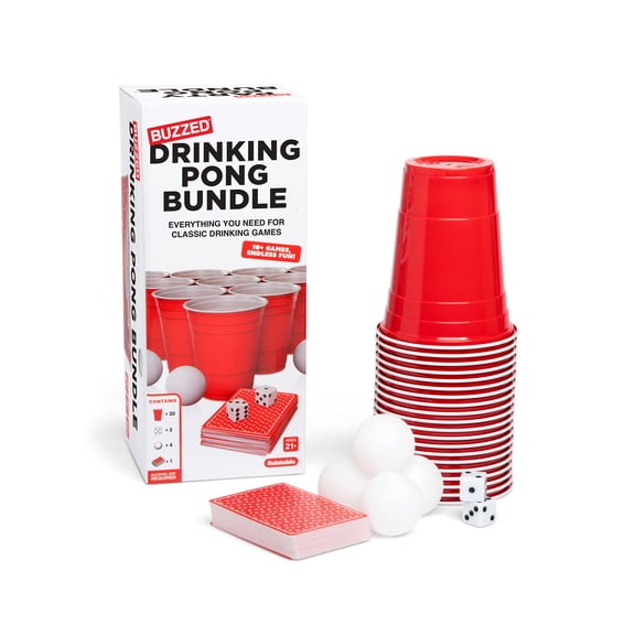 Buzzed Drinking Pong Bundle Game Kit, BBQ Games and Bachelor Party Essentials