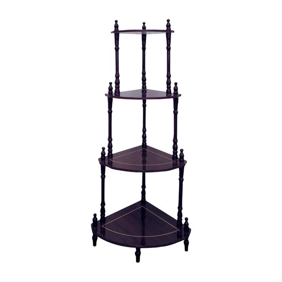 Soporte de esquina ORE International de madera de cerezo de 4 niveles