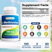 Best Naturals L-Methionine 500 mg 120 Vegetarian Capsules | Liver Health Support