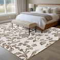 thumbnail image 2 of Pastoral Flowers Washable Area Rug 5 x 8 ft Brown Flower Farm Vintage Linen Texture , Soft Non Slip Rugs Stain Repellent Indoor Felt Carpet for Living Dining Room Bedroom Home Office, 2 of 9