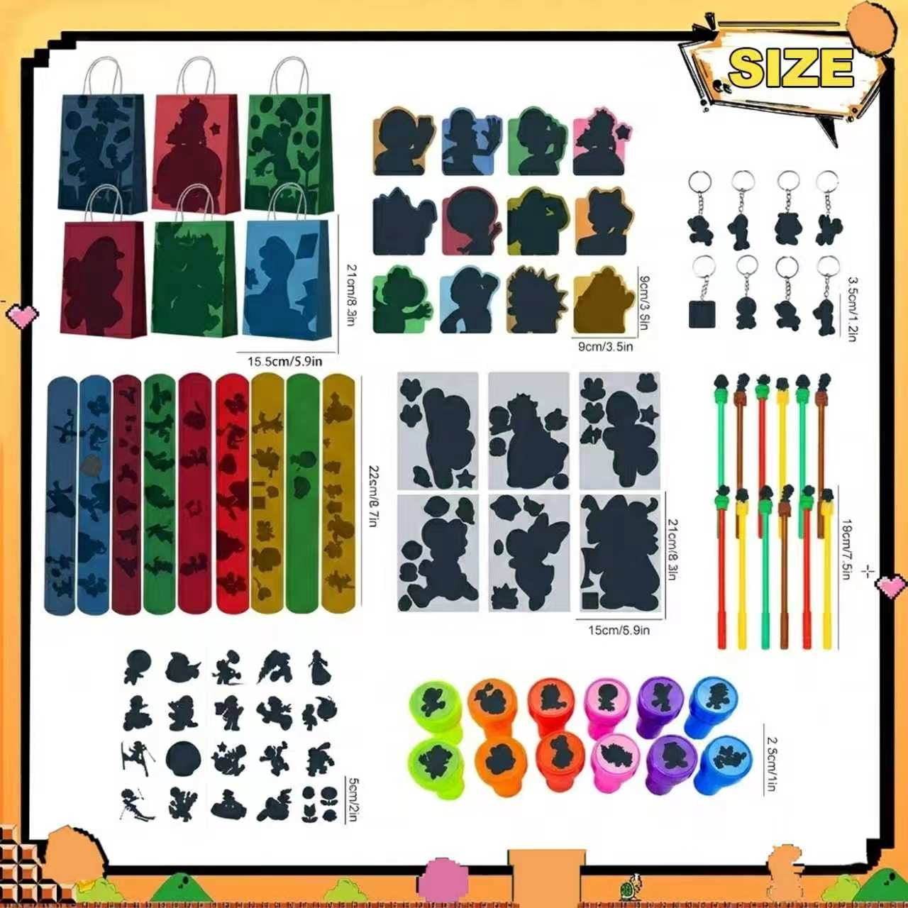 Kids Party Favors,104pcs All-in-One Kids Stationery Favors Sets - Cartoon Gift Bags Notebooks DIY Stickers Seals etc Cartoon Birthday Party Favors for Boys/Girls,for Cartoon Party Supplies