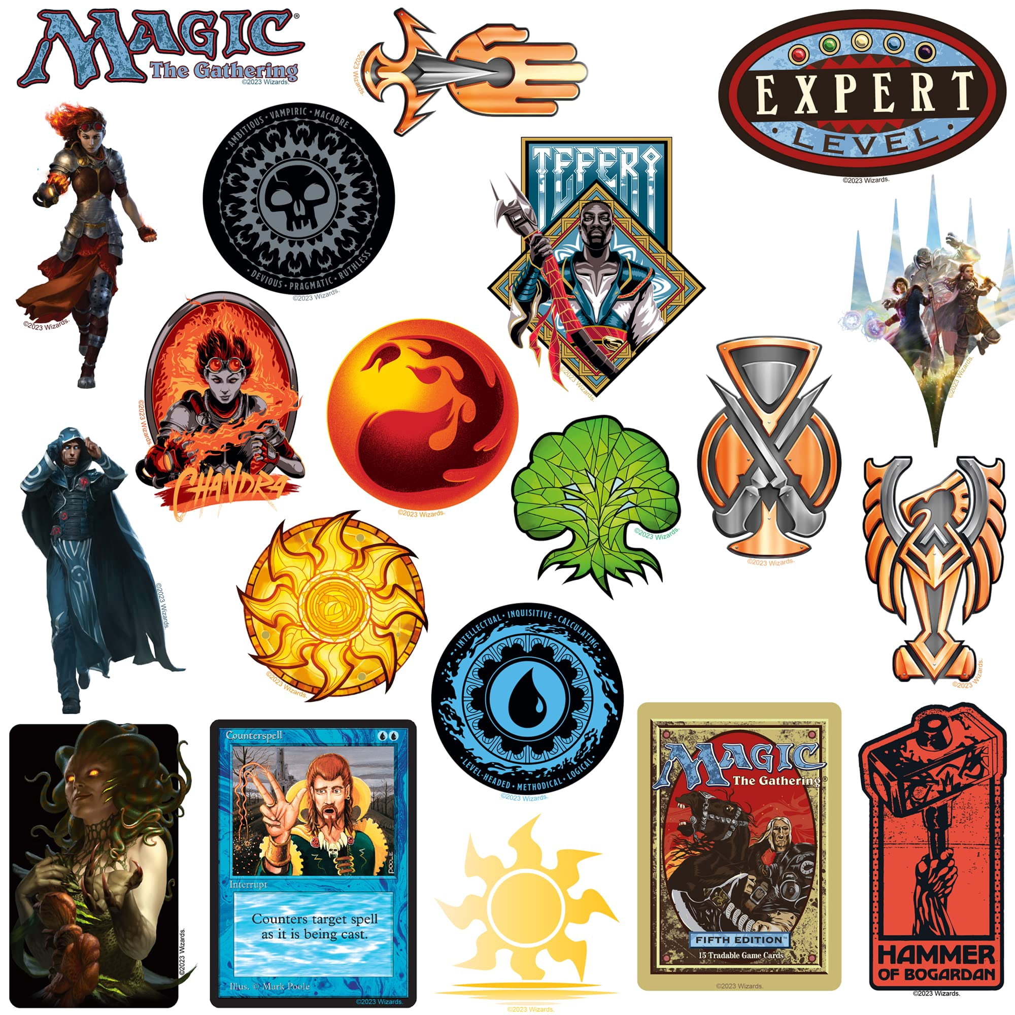 Magic: The Gathering 200ct Vinyl Large Deluxe Stickers Variety Pack  Laptop, Water Bottle, Scrapbooking, Tablet, Indoor/Outdoor  Set of 200