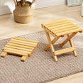 thumbnail image 3 of Petite Table d'Appoint Carrée Pliante en Bois Table de Plage Portable Table à Vin Tabouret, 3 of 9