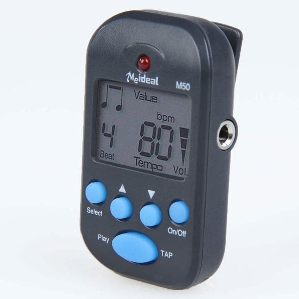 Mini metrónomo de guitarra M50, accesorios de guitarra digital LCD con clip (negro)