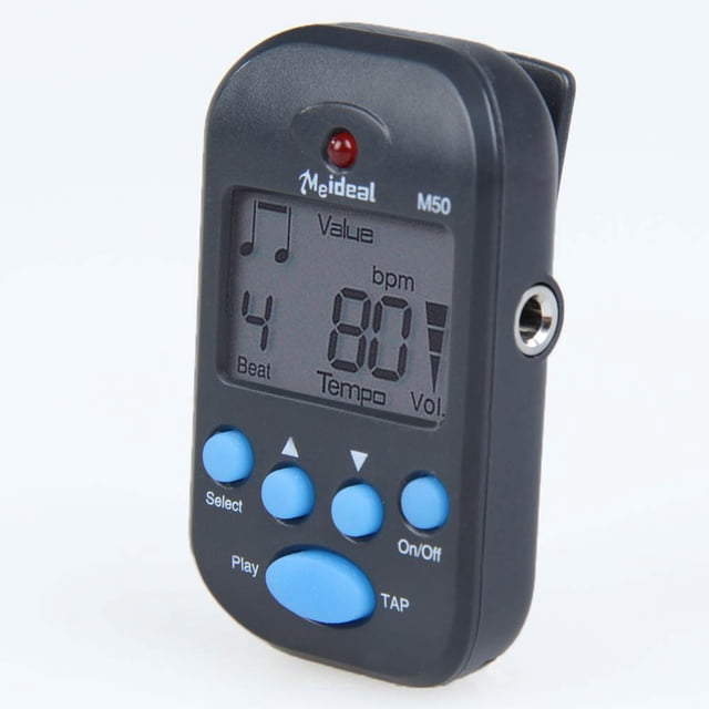 Mini metrónomo de guitarra M50, accesorios de guitarra digital LCD con clip (negro)