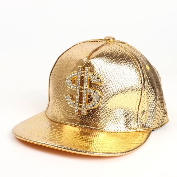YOZGXEG Spring Hats For Women Unisex Shiny Skin Baseball Cap With Embroidered Sign Pu Gold One Size