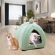 thumbnail image 3 of Caseta para perros, cama nido para dormir de felpa cálida, caseta de peluche para mascotas, caseta para perros y gatos verde, 3 of 9