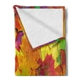 thumbnail image 2 of Fall Soft Flannel Fleece Blanket, Different Colored Vibrant Many Autumn Maple Leaves Nature in November Scenery Photo, Cozy Plush for Indoor and Outdoor Use, 50" x 60", Yellow Purple, by Ambesonne, 2 of 5