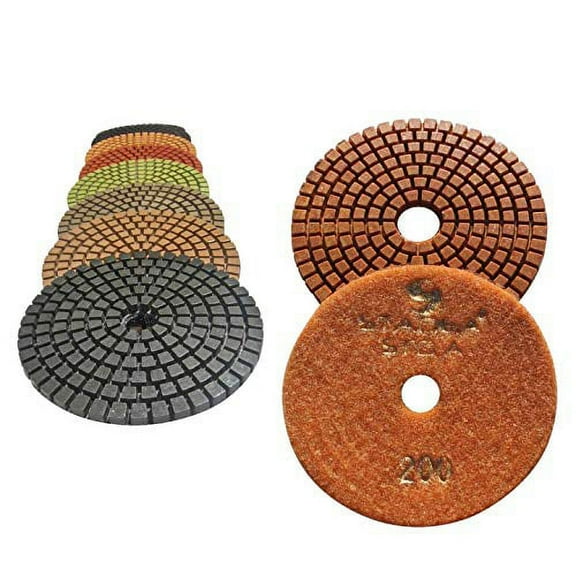 STADEA Grit 200 (5 Pieces) 5" Diamond Polishing Pads for Granite Marble Concrete Stone polishing Wet Grinder