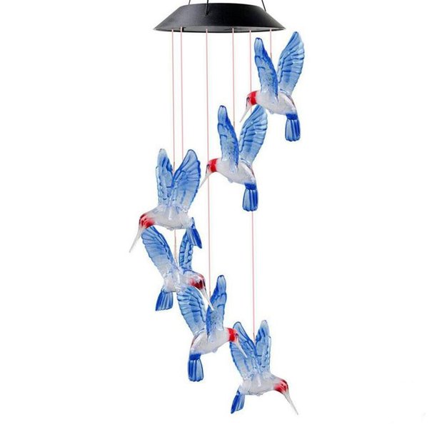 Luz de campanillas de viento,Campanas de viento solar al aire libre exterior impermeable,LED colibrí campanas de viento decoración de luz al aire libre,Windchime luz solar decorativa que kusrkot Luz de campanillas de viento