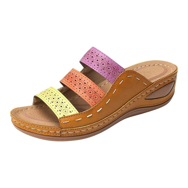 Amzcrzy Zapatos de mujer,Zapatos de mujer,Zapatillas de mujer, Sandalias romanas informales con plataforma y cuña para mujer, con bloques de color Sandalias Mujer Zapatillas De Casa
