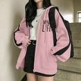 thumbnail image 2 of Youmylove Women Zip Up Hoodies Letter Printed Fashion Oversized Plain Hoodies Comfy Trendy Sweatshirts Cute Jackets For Teen Simple Clothing, 2 of 7