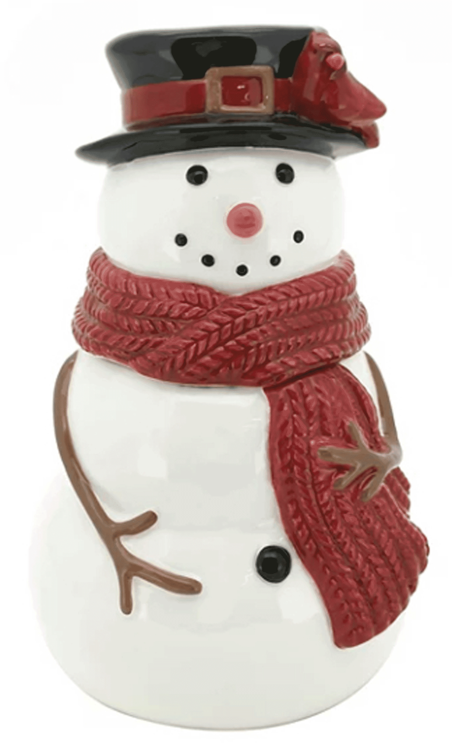 ST NICHOLAS SQUARE HOLIDAY SNOWMAN PILLAR CANDLE HOLDER WHITE RED BLUE MULTI NEW 