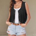 thumbnail image 2 of JULMCOMO Faux Suede Vest Tops for Women Fringe Button Down Sleeveless Casual Vest Jacket Cropped Cowboy Western Jacket Black XL, 2 of 7