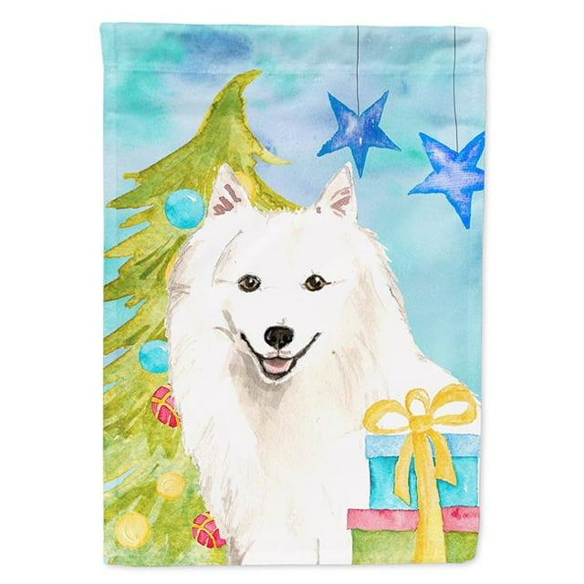 Carolines Treasures CK1875GF Christmas Tree Japanese Spitz Garden Size Flag