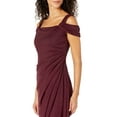 thumbnail image 3 of Alex Evenings Long Glitter Mesh Cold Shoulder Dress (Womens, Fig, 14), 3 of 3