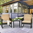 thumbnail image 4 of Patiojoy Ensemble Bistro en Osier pour Patio de 3 Pcs Mobilier de Conversation Canapé avec Table à Café, 4 of 6