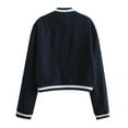 thumbnail image 2 of Herrnalise Jackets For Women Fashion Color Pocket Casual Long Sleeve Stand-up Collar Flying Jacket Shackets For Women 2024 fall Navy,L, 2 of 3