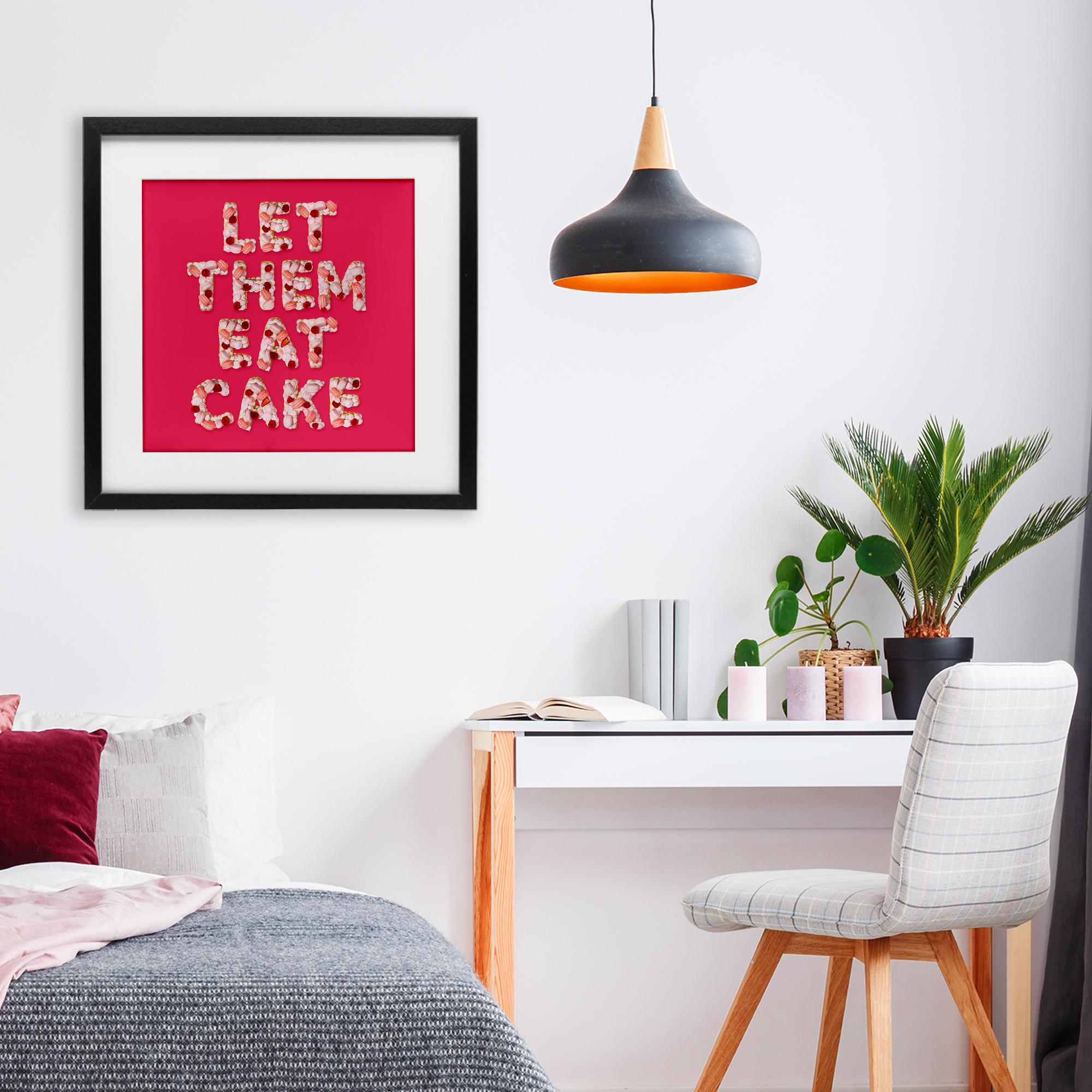 Let Them Eat Cake Black Framed Print Under Glass, design by LISH Creative