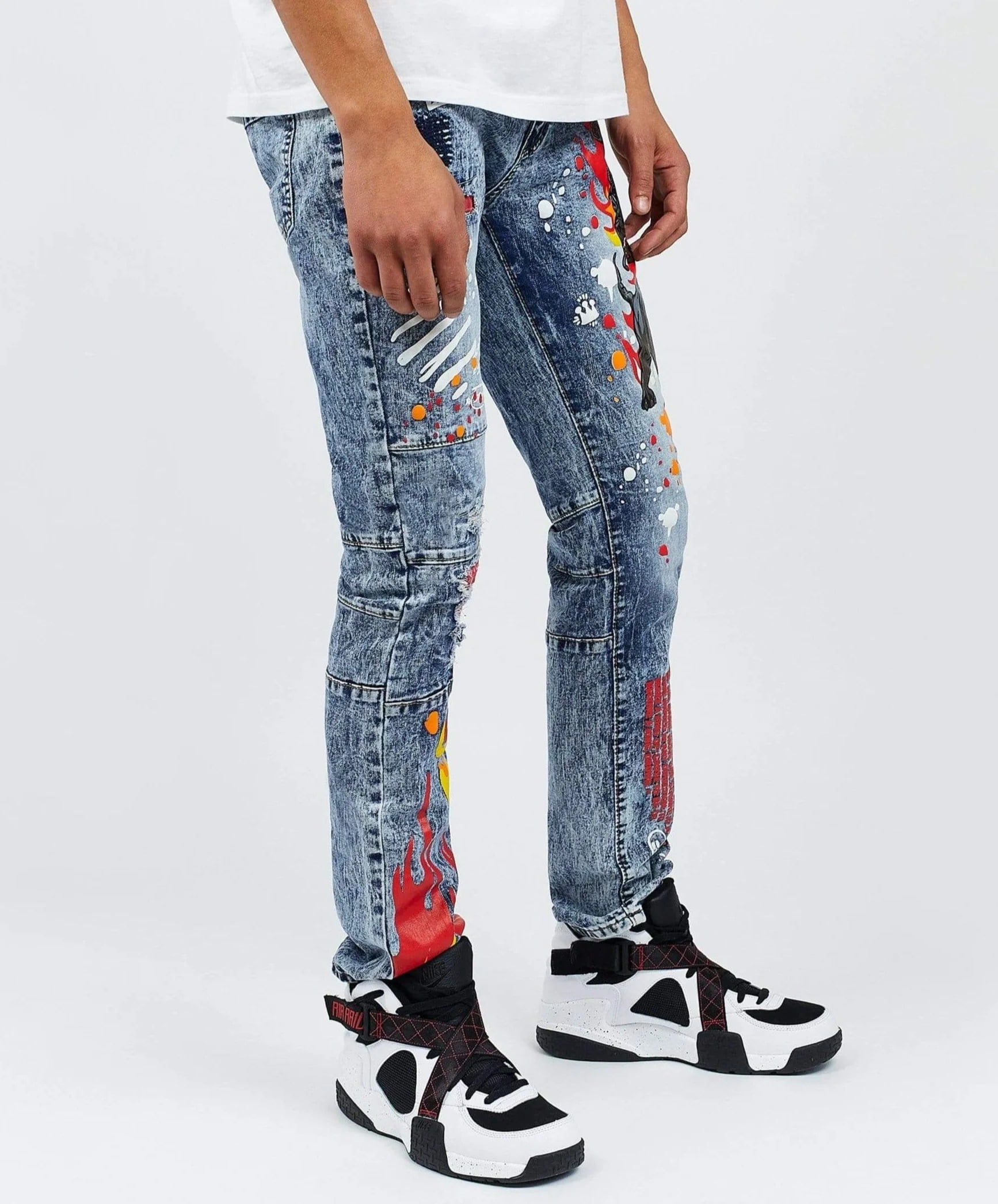 Paint splatter biker best sale jeans