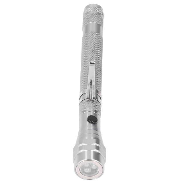 Magnetic Picker, Aluminum Alloy Pickup Stick LED Adjustable For Auto Repair Silver