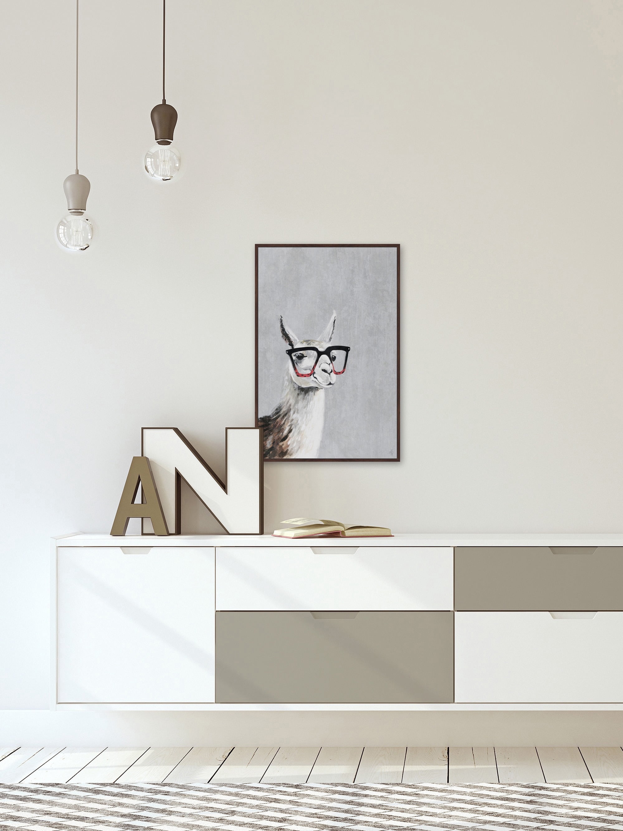 Smart Llama III Floater Framed Painting Print on Canvas