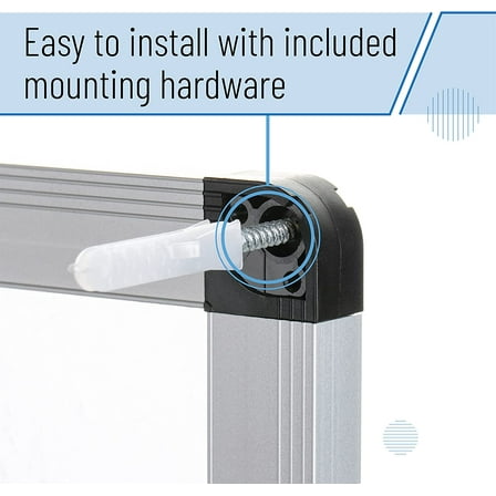 Magnetic Dry Erase Board for Wall, 24" x 48", Silver Aluminum Frame, Large White Board Dry Erase with Marker Tray & Mounting Hardware