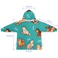 thumbnail image 7 of Cartoon Shiba Inu Dog Blanket Hoodies for Kids 6-13YR Oversize Wearable Blanket Hoodies for Boys Girls Teens, 7 of 7