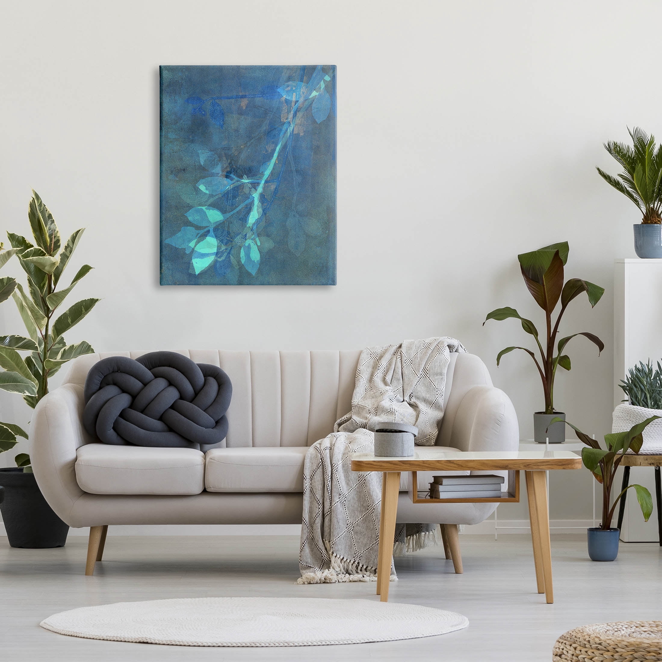 Layered Abstract Botanical Leaves Botanical & Floral Graphic Art Gallery Wrapped Canvas Print Wall Art