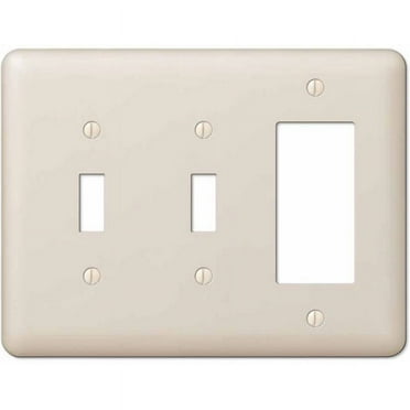 Amerelle 935TTRAL Devon Wallplate, 2 Toggle / 1 Rocker, Steel, Light Almond, 1-Pack