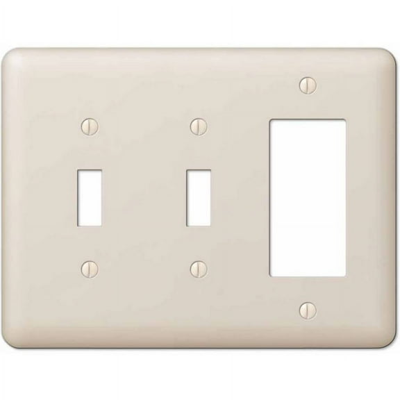 Amerelle 935TTRAL Devon Wallplate, 2 Toggle / 1 Rocker, Steel, Light Almond, 1-Pack