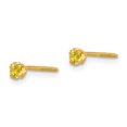 thumbnail image 2 of Boucles d'Oreilles Clous en Or Jaune 14k 3mm Citrine Simulée Pierre de Naissance November, 2 of 7