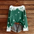 thumbnail image 2 of Fiaer Christmas Sweatshirts for Women Plus Size Snowflakes Crew Neck Pullovers Long Sleeve Loose Fit Trendy Elegant Knit Tops Green S, 2 of 3
