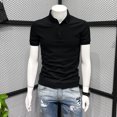 thumbnail image 3 of Camiseta polo para hombre con cuello, camisetas para hombre, ropa urbana, top bordado, corte entallado, ropa estampada, fiesta de acuarela, Kpop, blanco, XL, S, 3 of 5