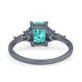thumbnail image 3 of Art Deco Emerald Cut Wedding Band Ring Black Tone Paraiba Tourmaline CZ 925 Sterling Silver Size 8, 3 of 6