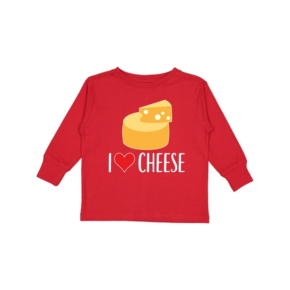 Inktastic I Love Cheese Funny Cheese Lover Boys or Girls Long Sleeve Toddler T-Shirt