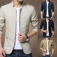 thumbnail image 6 of CENL Mens Casual Blazer Collared Coat Jacket Tops Slim Fit Business Formal Zip Suit, 6 of 9
