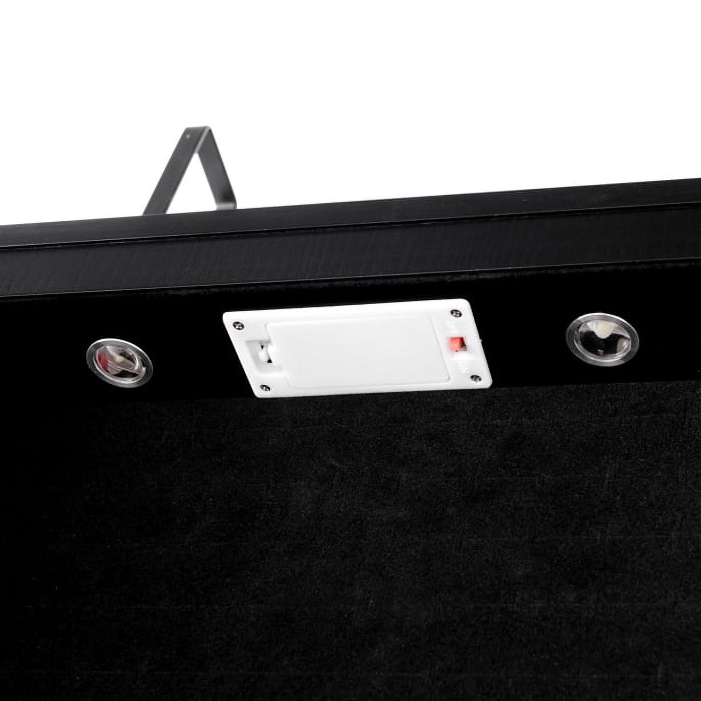 Patiojoy Lockable Wall Door Mounted Storage Organizer Mirrored Jewelry Cabinet w/ Lights Black